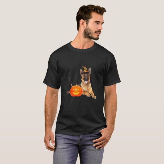 Duits Pet Halloween Dog Costume Shepherd Witch T-shirt (Voorkant volledig)
