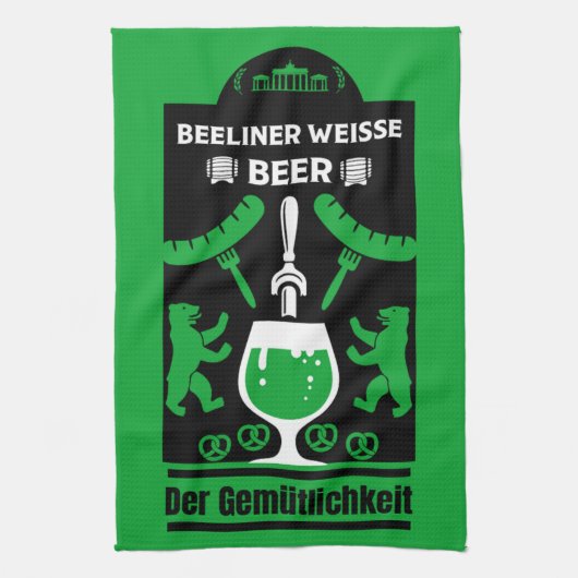 Duits Pilsner Bier en worst Theedoek (Verticaal)