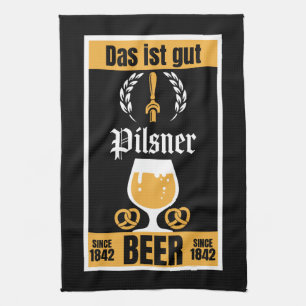 Duits Pilsner Bier en worst Theedoek
