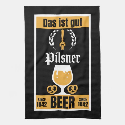 Duits Pilsner Bier en worst Theedoek (Verticaal)