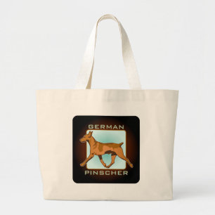 Duits Pinscher Badge, vierkant Grote Tote Bag