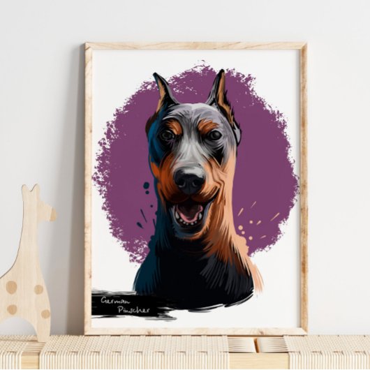 Duits Pinscher Dog Portrait | Dog Portrait Wall P Poster
