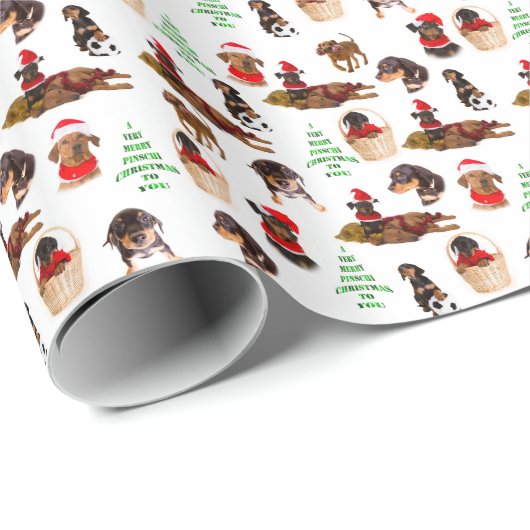 Duits Pinscher-kerstpapier Cadeaupapier (Rol Hoek)
