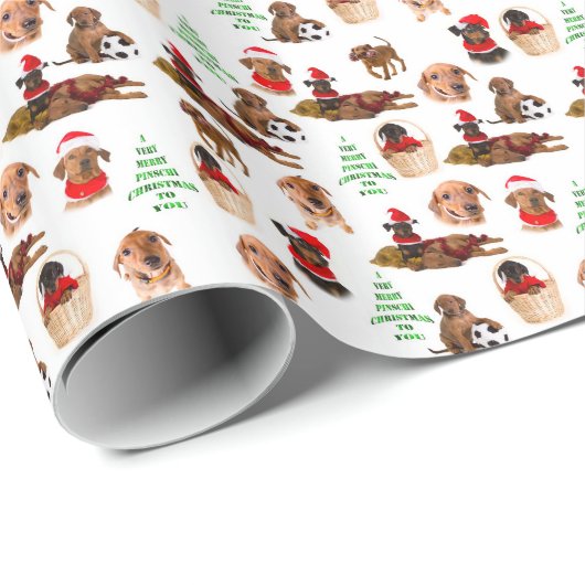 Duits Pinscher-kerstpapier Cadeaupapier (Rol Hoek)