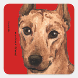 Duits Pinscher-kleurenblok Vierkante Sticker