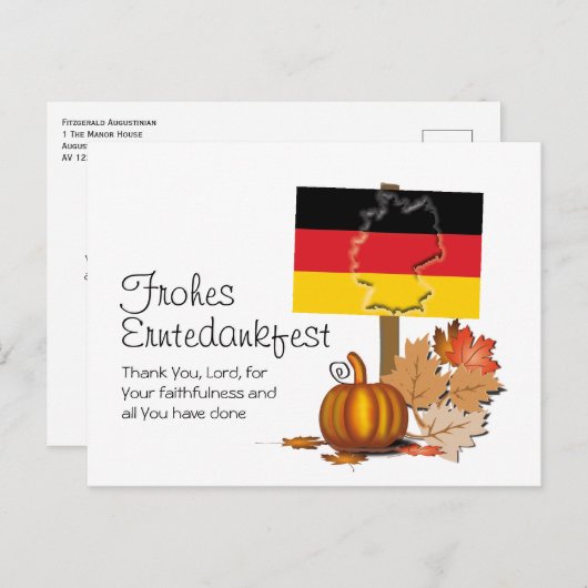 Duits | PRETTIG OOGSTDAKFEES | Thanksgiving Briefkaart (Voorkant / Achterkant)