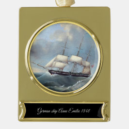 Duits schip Anne Emilie 1848 Verguld Banner Ornament