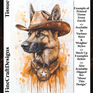 Duits Shepherd Cowboy Sheriff Hond DP2L Decoupage Tissuepapier