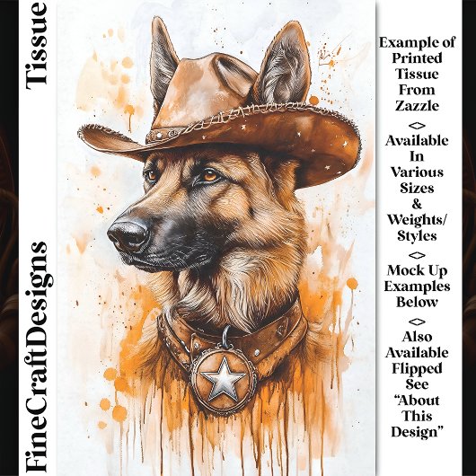 Duits Shepherd Cowboy Sheriff Hond DP2L Decoupage Tissuepapier