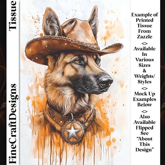 Duits Shepherd Cowboy Sheriff Hond DP2R Découpage Tissuepapier