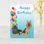 Duits Shepherd Dog Animal met ballonnen Kaart (Gele Bloem)