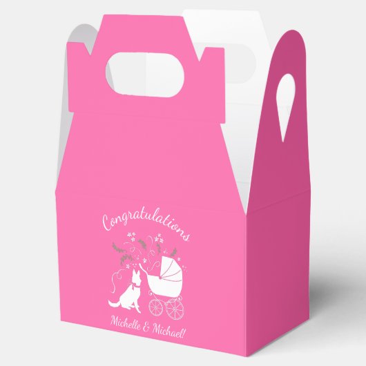 Duits Shepherd Dog Baby shower Pink Girl Bedankdoosjes (Geopend)