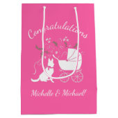 Duits Shepherd Dog Baby shower Pink Girl Medium Cadeauzakje (Achterkant)