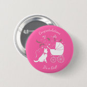 Duits Shepherd Dog Baby shower Pink Girl Ronde Button 5,7 Cm (Voorkant /achterkant)
