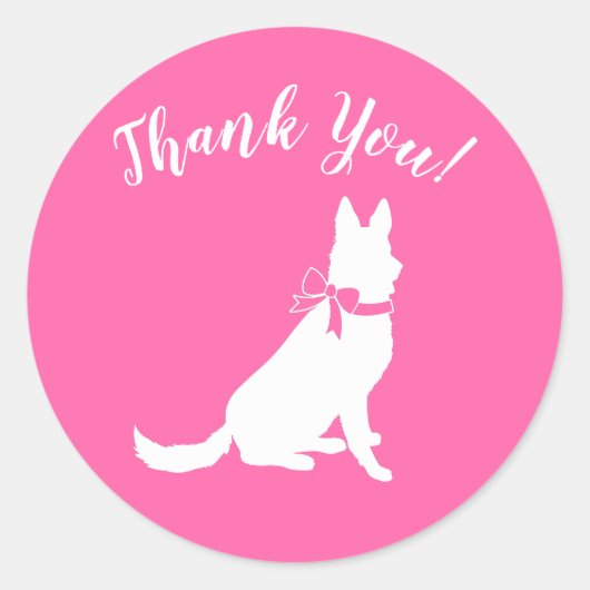 Duits Shepherd Dog Baby shower Pink Girl Ronde Sticker (Voorkant)