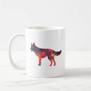 Duits Shepherd Dog Geometric Pattern Silhouette M Koffiemok