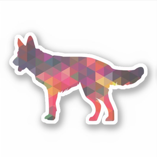 Duits Shepherd Dog Geometric Pattern Silhouette M Sticker (Voorkant)