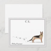 Duits Shepherd Dog Gray Border Monogram & Name Notitiekaartje (Voorkant / Achterkant)