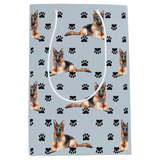 Duits Shepherd Dog Paw-printpatroon Medium Cadeauzakje (Voorkant)