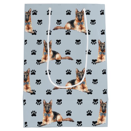 Duits Shepherd Dog Paw-printpatroon Medium Cadeauzakje (Achterkant)