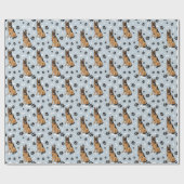 Duits Shepherd Dog Paw-printpatroon op zilver Cadeaupapier (Vlak)