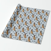 Duits Shepherd Dog Paw-printpatroon op zilver Cadeaupapier (Uitgerold)