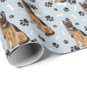 Duits Shepherd Dog Paw-printpatroon op zilver Cadeaupapier (Rol Hoek)