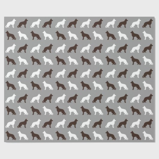 Duits Shepherd Dog Silhouettes Pattern Cadeaupapier (Vlak)