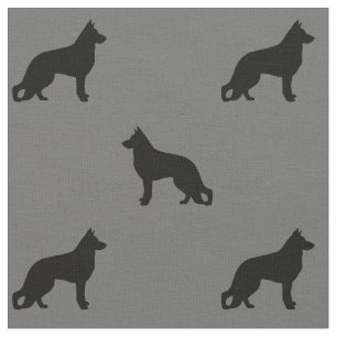 Duits Shepherd Dog Silhouettes Pattern Stof