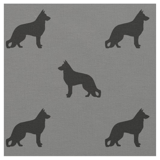 Duits Shepherd Dog Silhouettes Pattern Stof (Close Up)