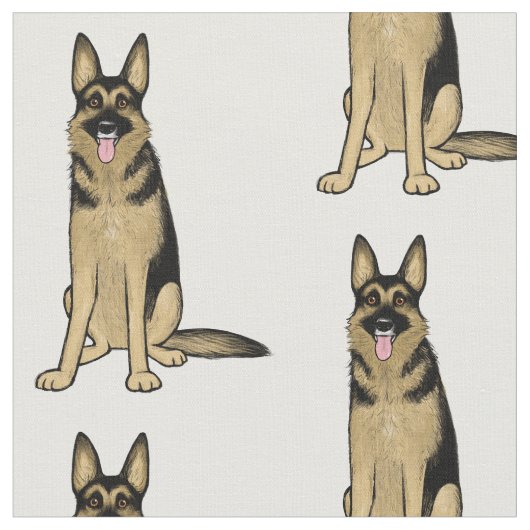 Duits Shepherd Dogs Pattern | Cute Pet Lover's Stof (Close Up)