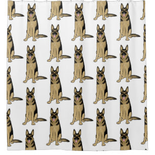 Duits Shepherd Dogs Pattern Fun Pet Art Douchegordijn