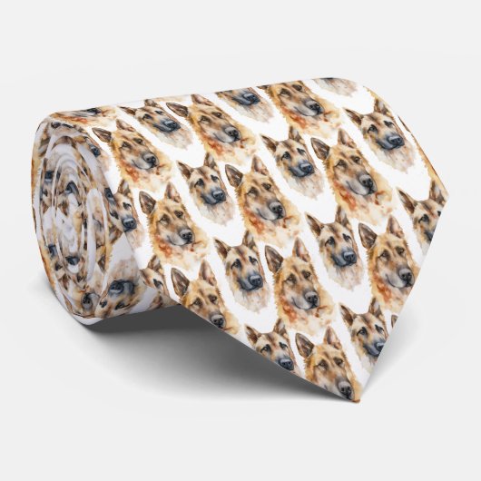 Duits Shepherd Dogs Pattern Stropdas (Opgerold)