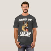 Duits Shepherd Ears Up System Armed German T-shirt (Voorkant volledig)