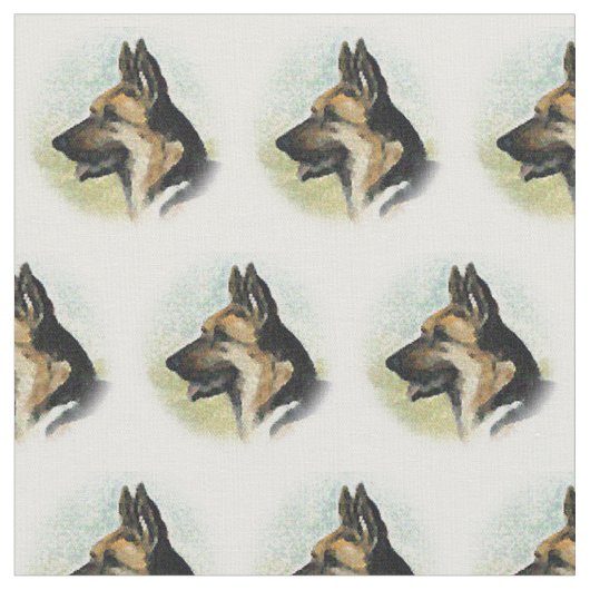 Duits Shepherd head Profile Dog Art Fabric Stof (Close Up)