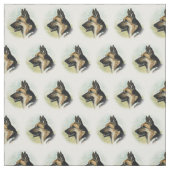 Duits Shepherd head Profile Dog Art Fabric Stof (Swatch)
