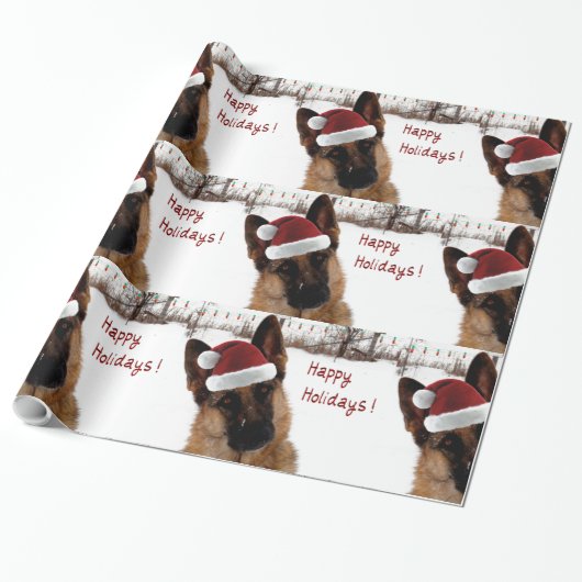 Duits Shepherd Holiday Wrapping Paper Cadeaupapier (Uitgerold)
