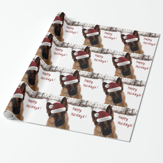 Duits Shepherd Holiday Wrapping Paper Cadeaupapier (Uitgerold)