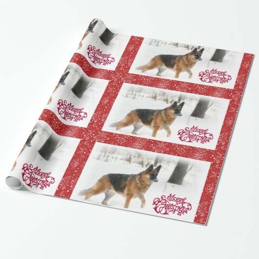 Duits Shepherd Holiday Wrapping Paper Cadeaupapier (Uitgerold)