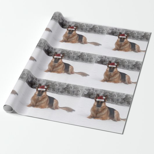 Duits Shepherd Holiday Wrapping Paper Cadeaupapier (Uitgerold)