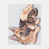 Duits Shepherd Hond Kat Fleece Deken Liefde Knuffe (Voorkant)