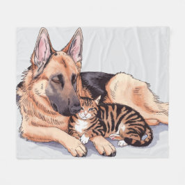Duits Shepherd Hond Kat Fleece Deken Liefde Knuffe