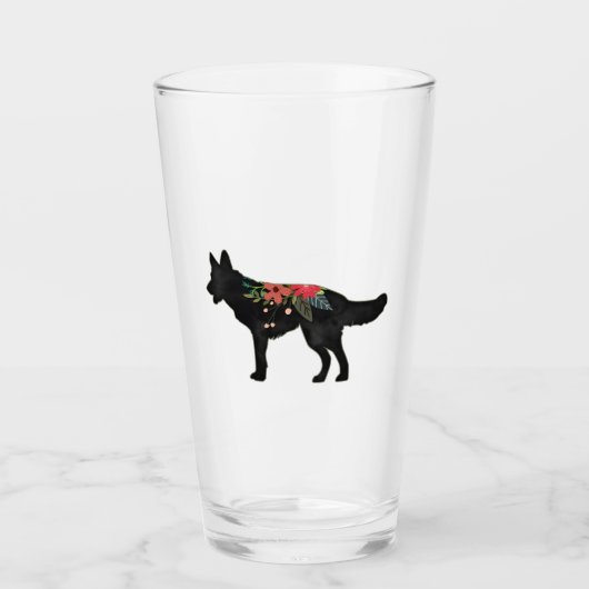Duits Shepherd Hondenras Bohemian Floral Glas (Voorkant)