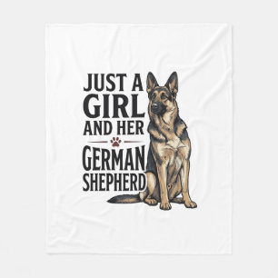 Duits Shepherd Meisje Vintage Gravure Hond Liefheb Fleece Deken