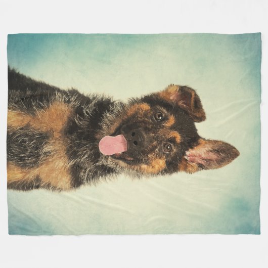 Duits Shepherd Puppy Portret Fleece Deken (Voorkant (Horizontaal))