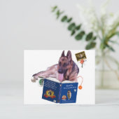 Duits Shepherd Reading Book Briefkaart (Staand voorkant)
