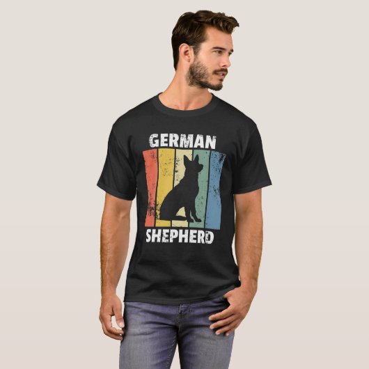 Duits Shepherd Retro  Dog Design T-shirt (Voorkant volledig)