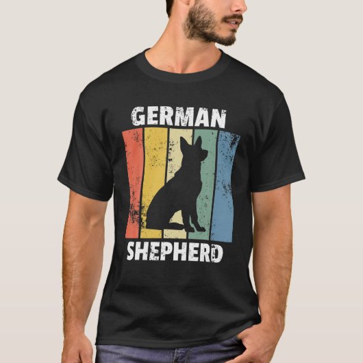 Duits Shepherd Retro  Dog Design T-shirt (Voorkant)
