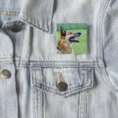 Duits Shepherd Side Portret Vierkante Button 5,1 Cm (In situ)