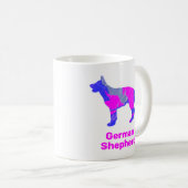 Duits Shepherd Silhouette Pink & Blue Design Koffiemok (Voorkant rechts)